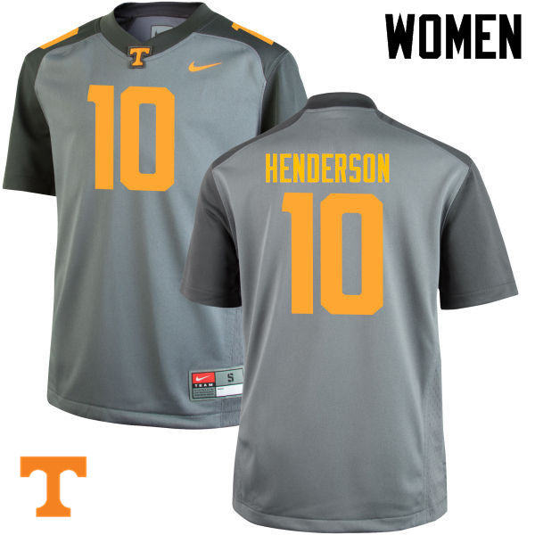 Women #10 D.J. Henderson Tennessee Volunteers College Football Jerseys-Gray